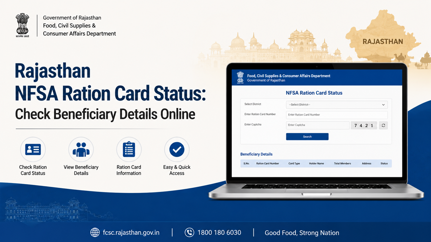 Rajasthan NFSA Ration Card Status: Check Beneficiary Details Online